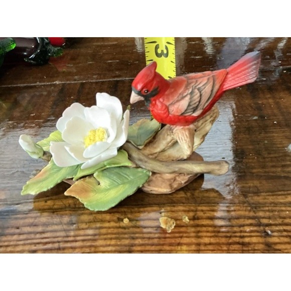 Lefton‎ Porcelain Bird Figurine Cardinal with Dogwood Flower 1983 Number 03998 - Picture 6 of 6